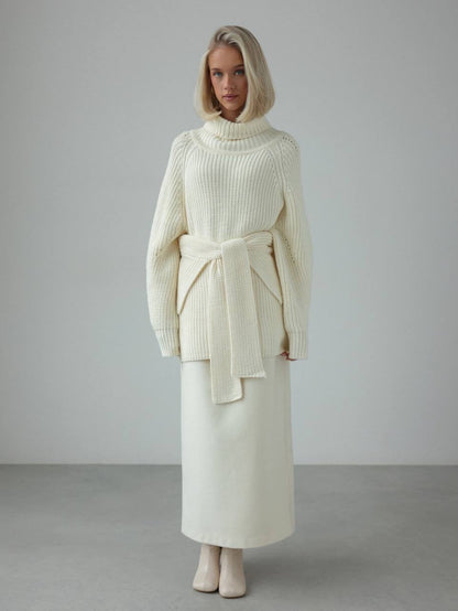 Kemerli Oversize Triko Kazak