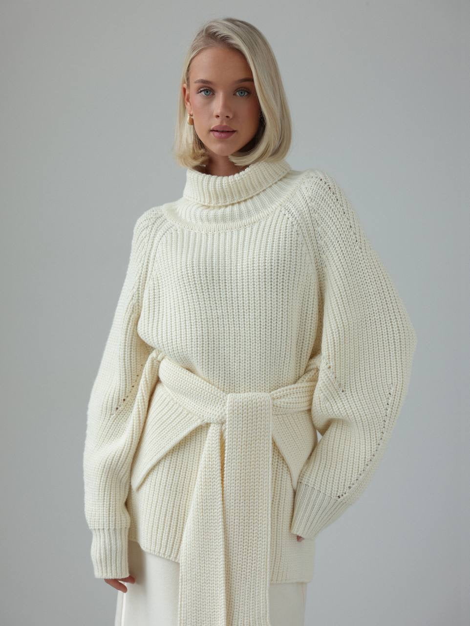 Kemerli Oversize Triko Kazak