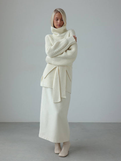 Kemerli Oversize Triko Kazak