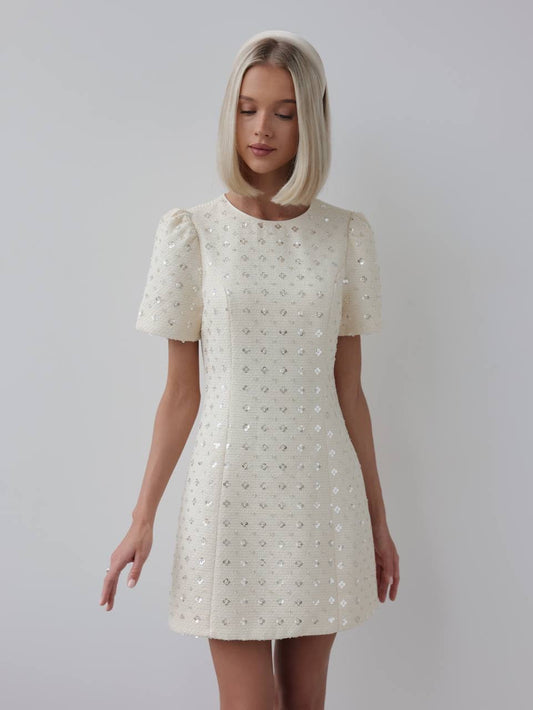 Payet İşlemeli Mini Elbise