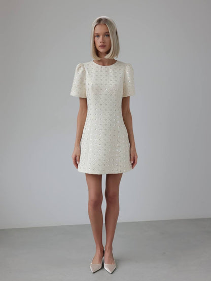 Payet İşlemeli Mini Elbise