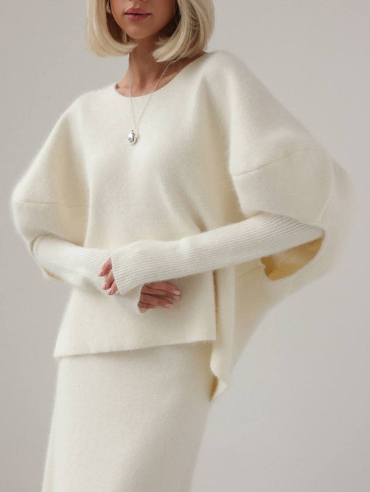 Oversize Fildişi Yün Kazak