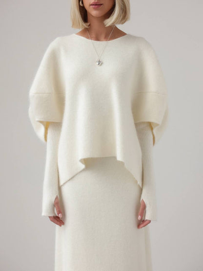 Oversize Fildişi Yün Kazak