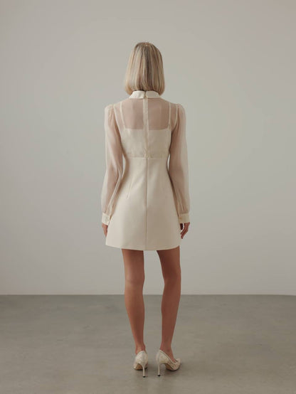 Zarif Çiçek Desenli Transparan Elbise