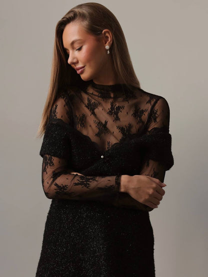 Sofistike Siyah Dantel Elbise