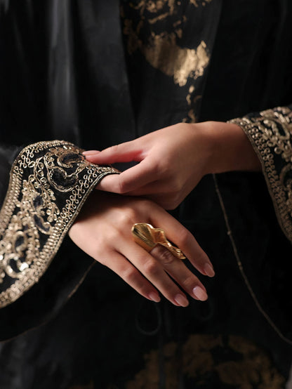 Nakışlı Siyah Kimono