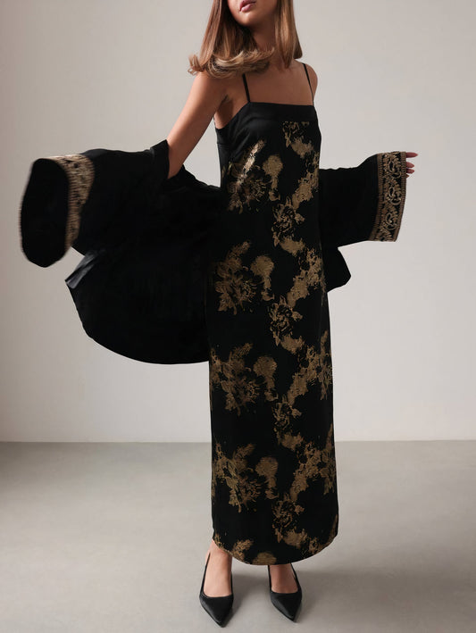 Gece Yarısı Altın İpek Elbise