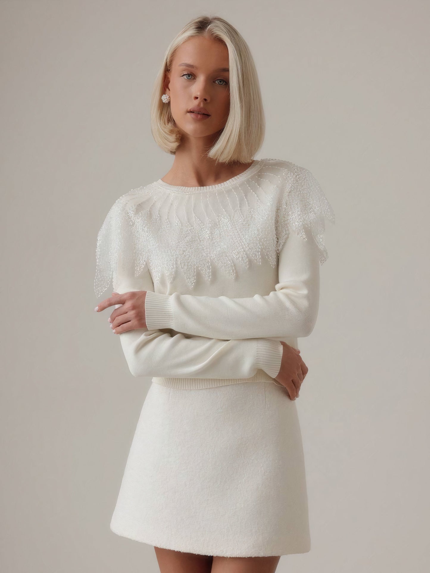 Şık Minimal Dokulu Mini Etek