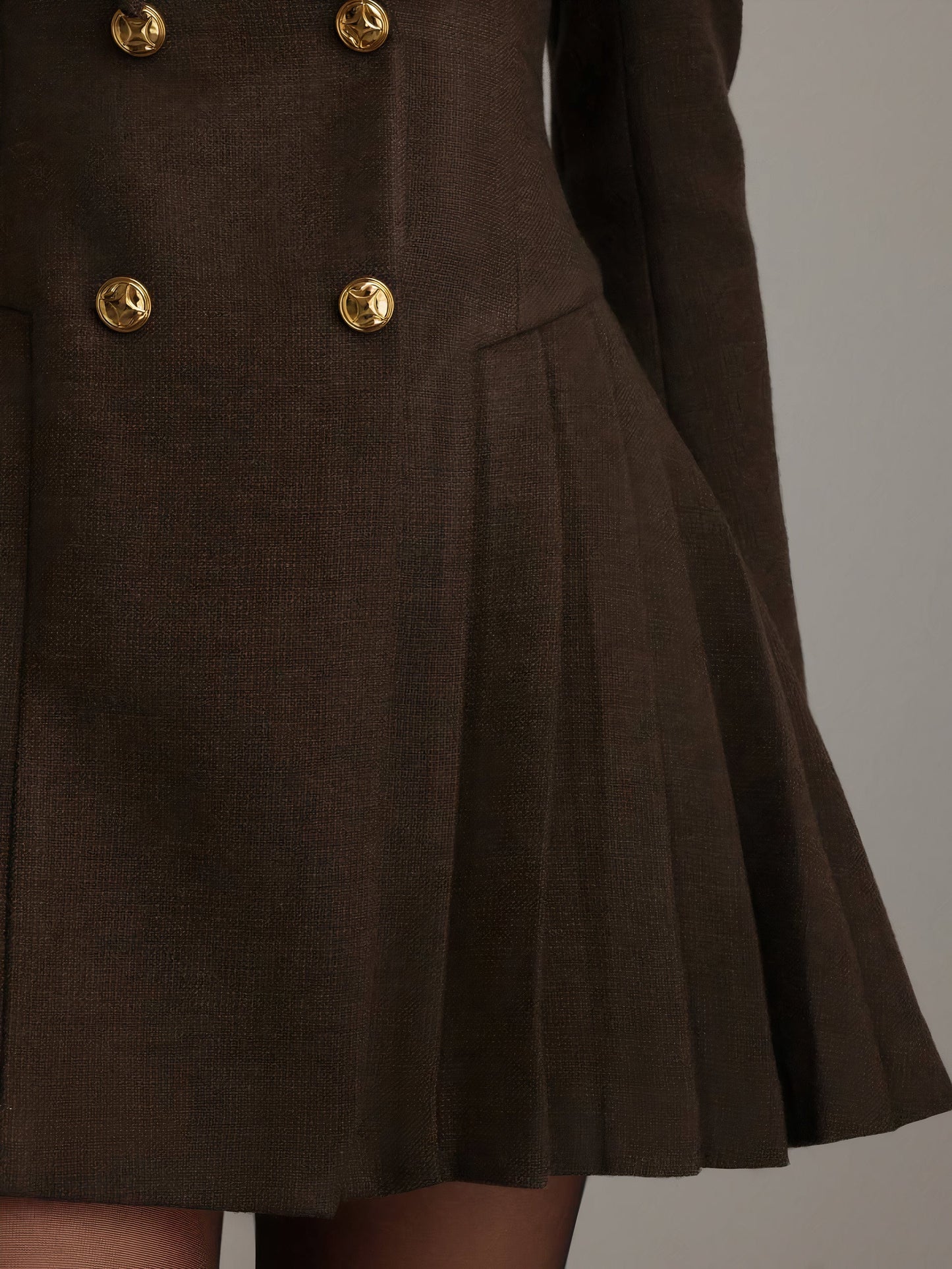 Victoria Düğmeli Pileli Blazer Mini Elbise