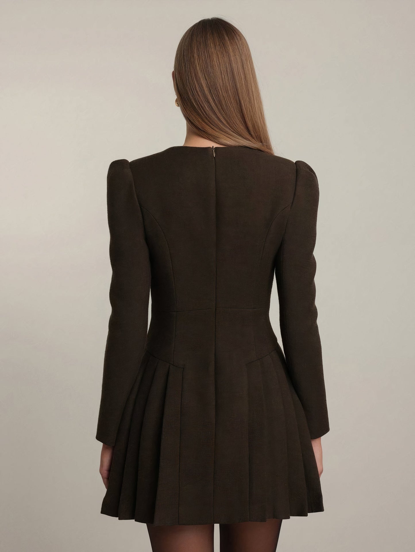 Victoria Düğmeli Pileli Blazer Mini Elbise