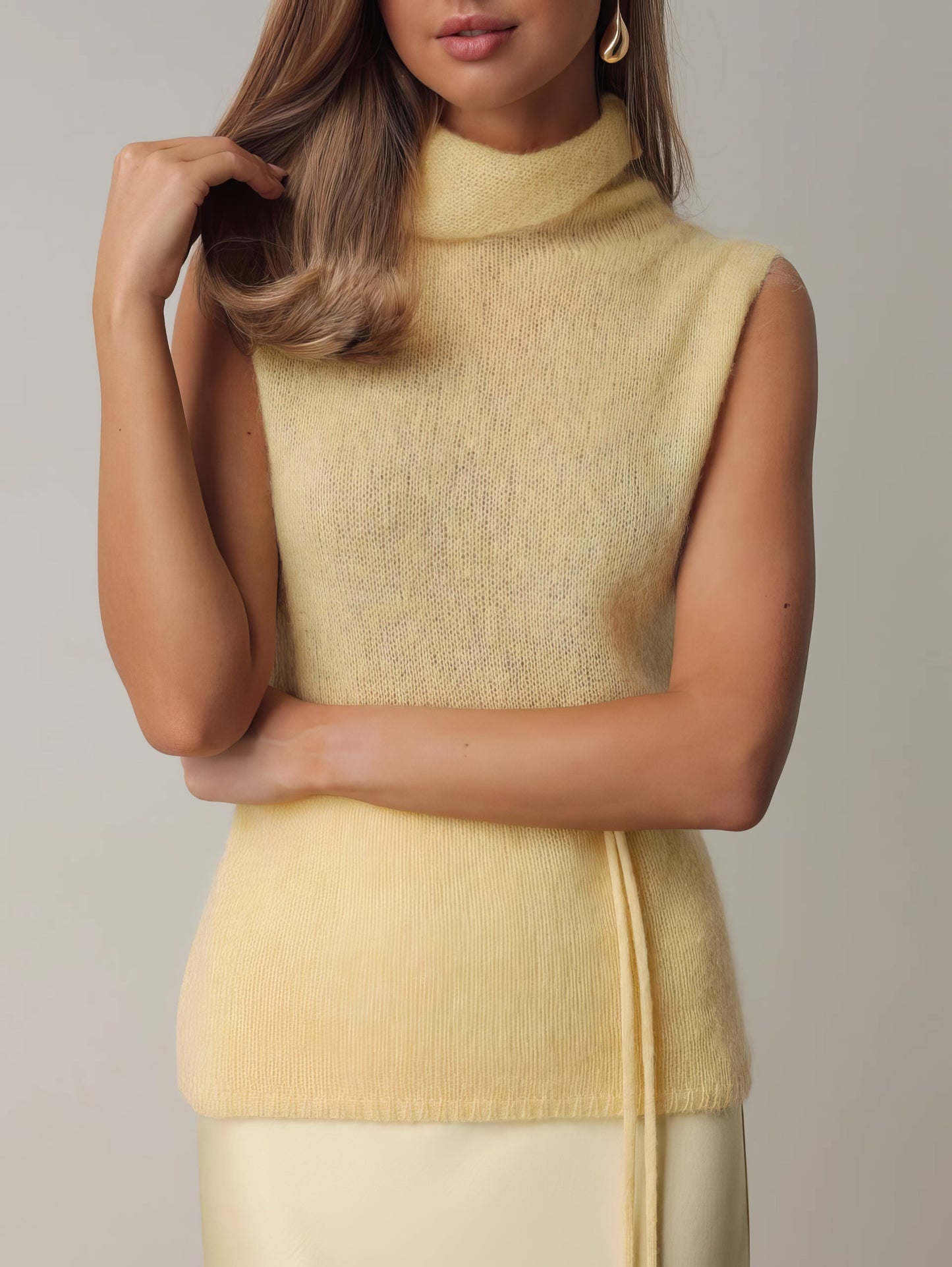 Melody Açık Sarı Saten Etek