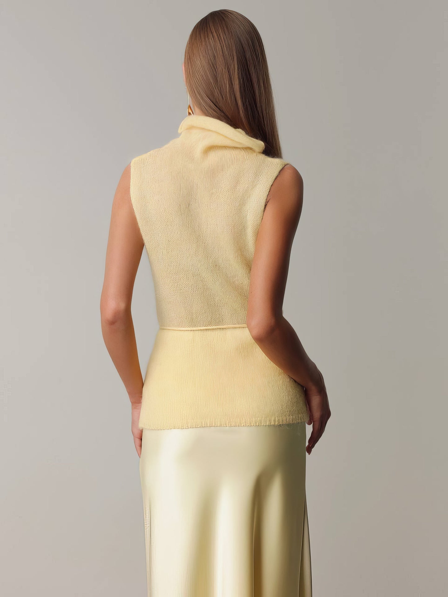 Melody Açık Sarı Saten Etek