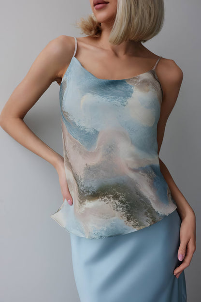 Gök Mavisi Saten Verev Etek