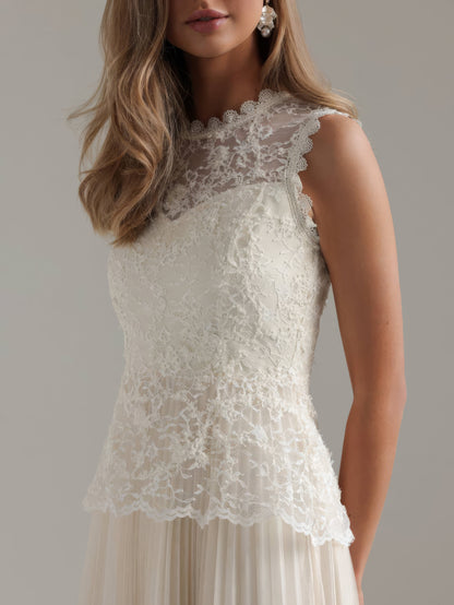 Chantilly Dantel Peplum Midi Elbise