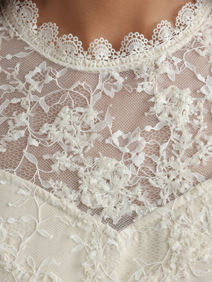 Chantilly Dantel Peplum Midi Elbise