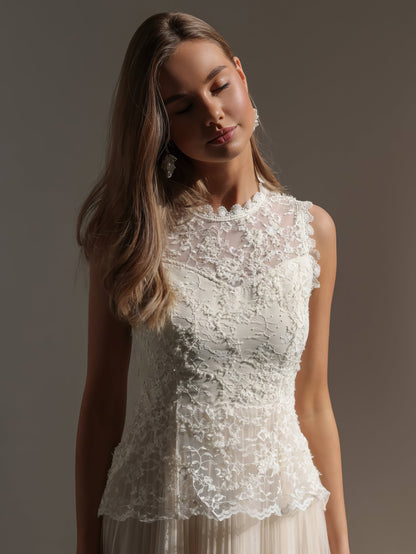 Chantilly Dantel Peplum Midi Elbise