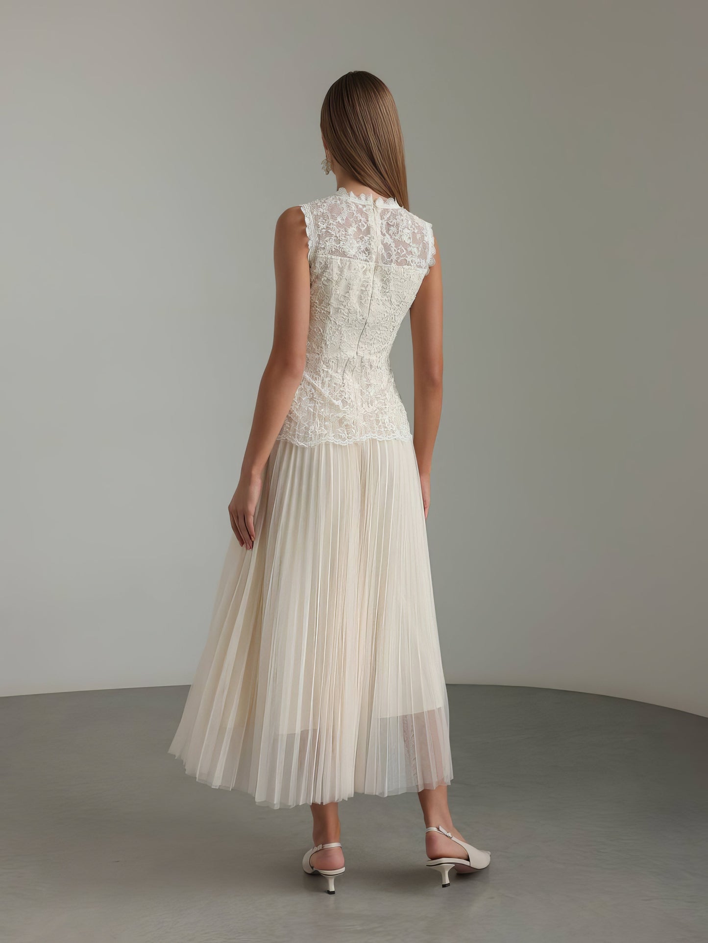 Chantilly Dantel Peplum Midi Elbise