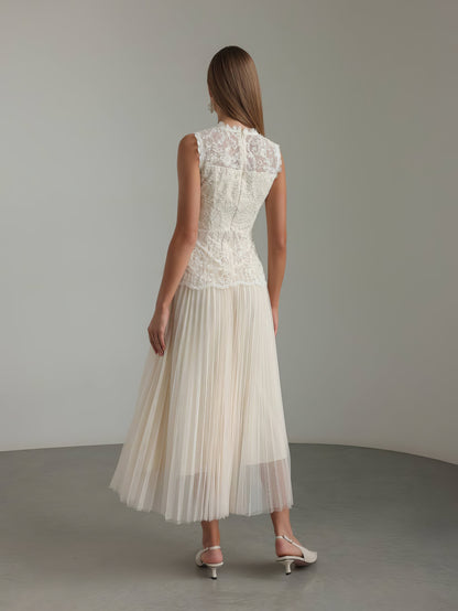 Chantilly Dantel Peplum Midi Elbise