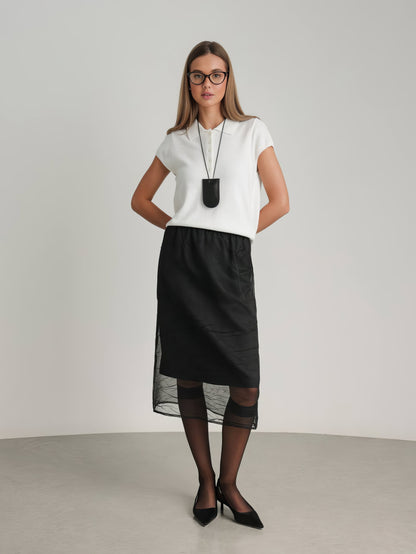 Triko Polo Yaka Beyaz Bluz