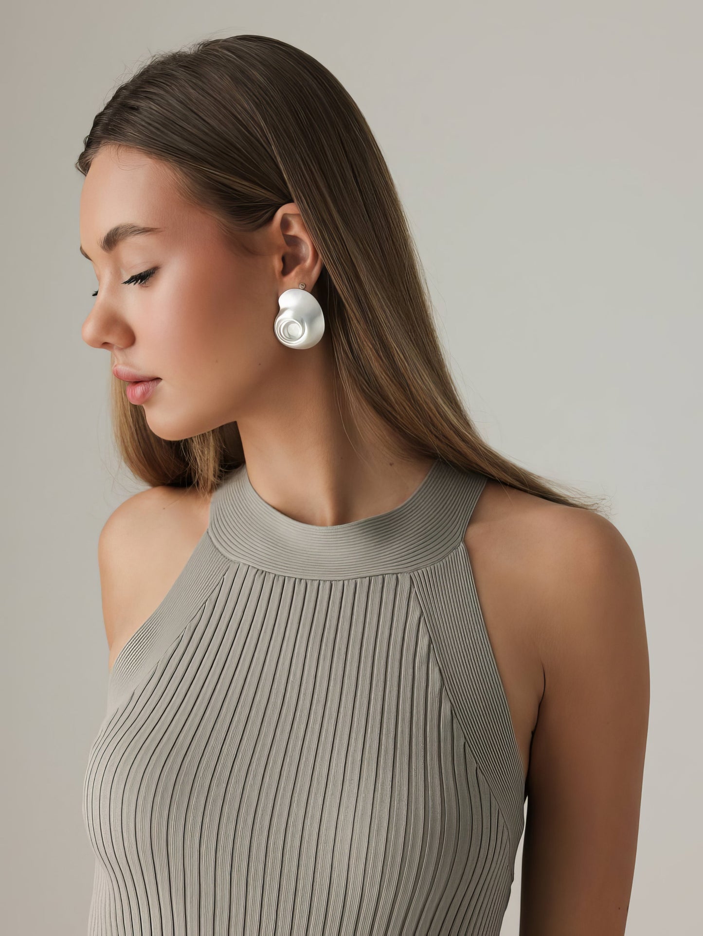 Asimetrik Kesim Keten Karışımlı Midi Etek