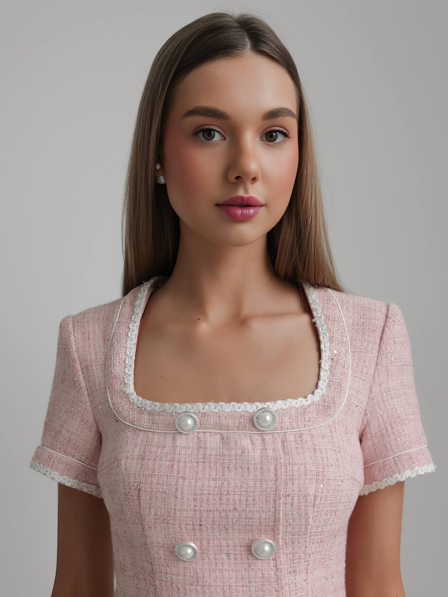 Zarif Pembe Tüvit Elbise