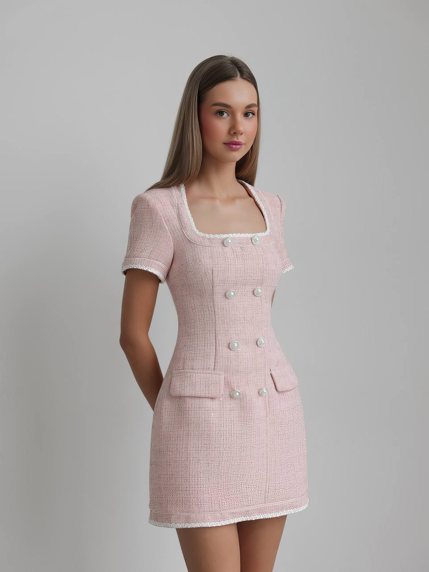 Zarif Pembe Tüvit Elbise