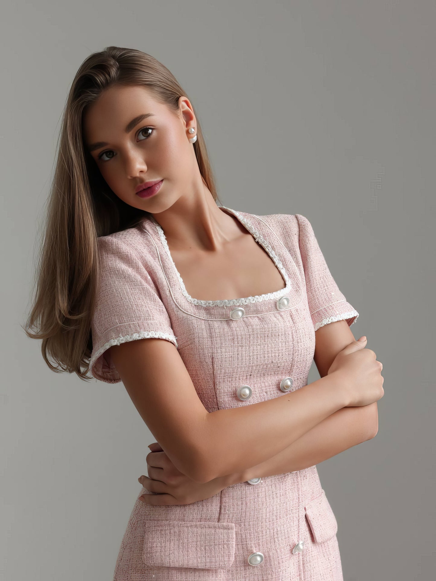 Zarif Pembe Tüvit Elbise