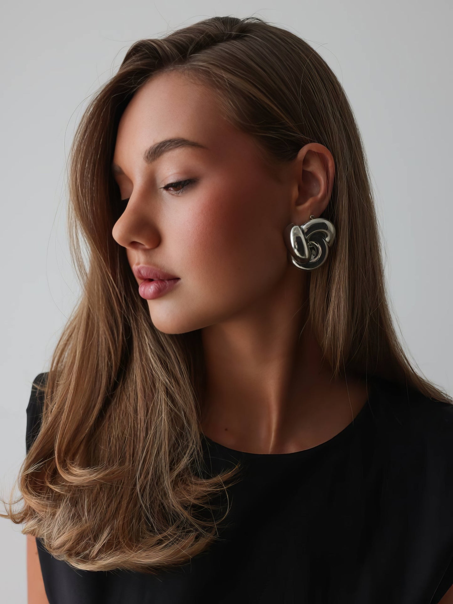 Asil Siyah Uzun Kollu Mini Elbise