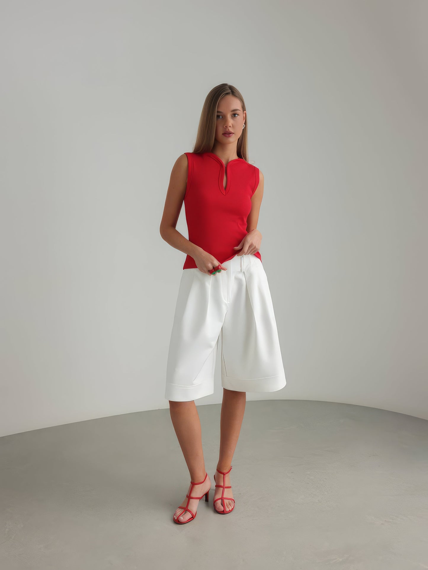 Akışkan Beyaz Culotte Şort