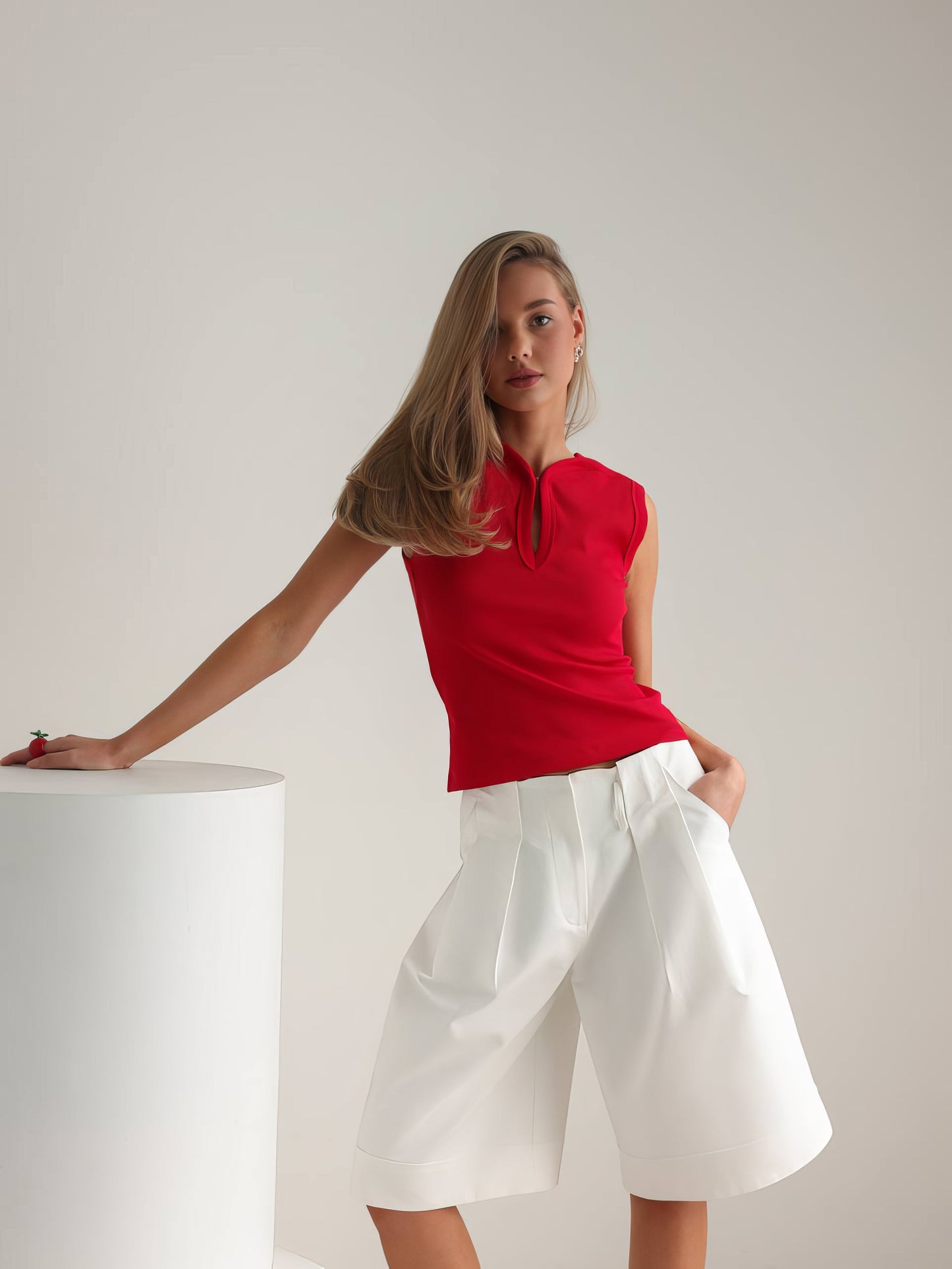 Akışkan Beyaz Culotte Şort