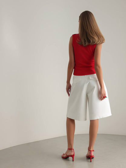 Akışkan Beyaz Culotte Şort