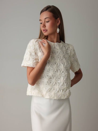 Akışkan Beyaz Düz Kesim Midi Etek