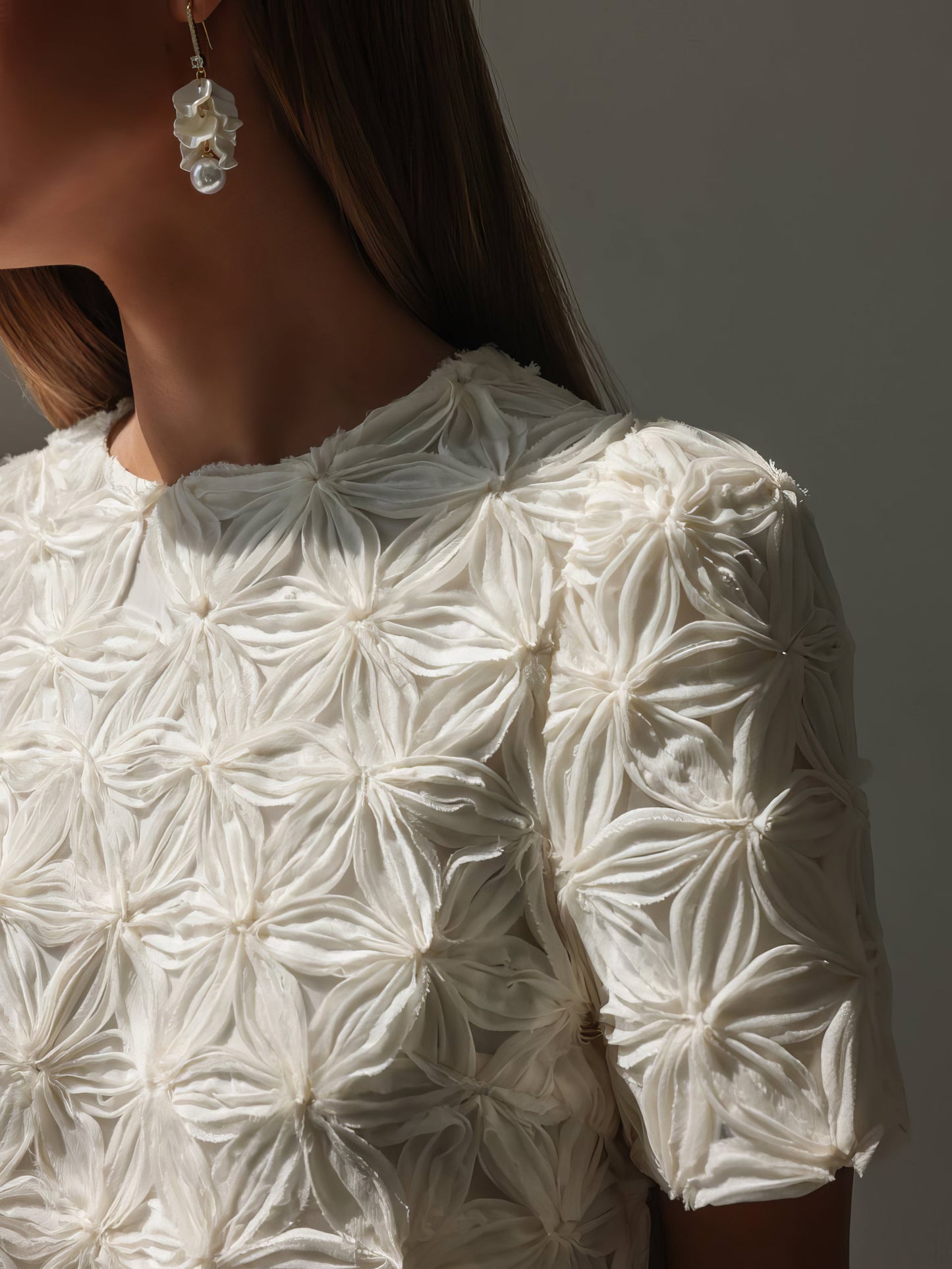 Akışkan Beyaz Düz Kesim Midi Etek