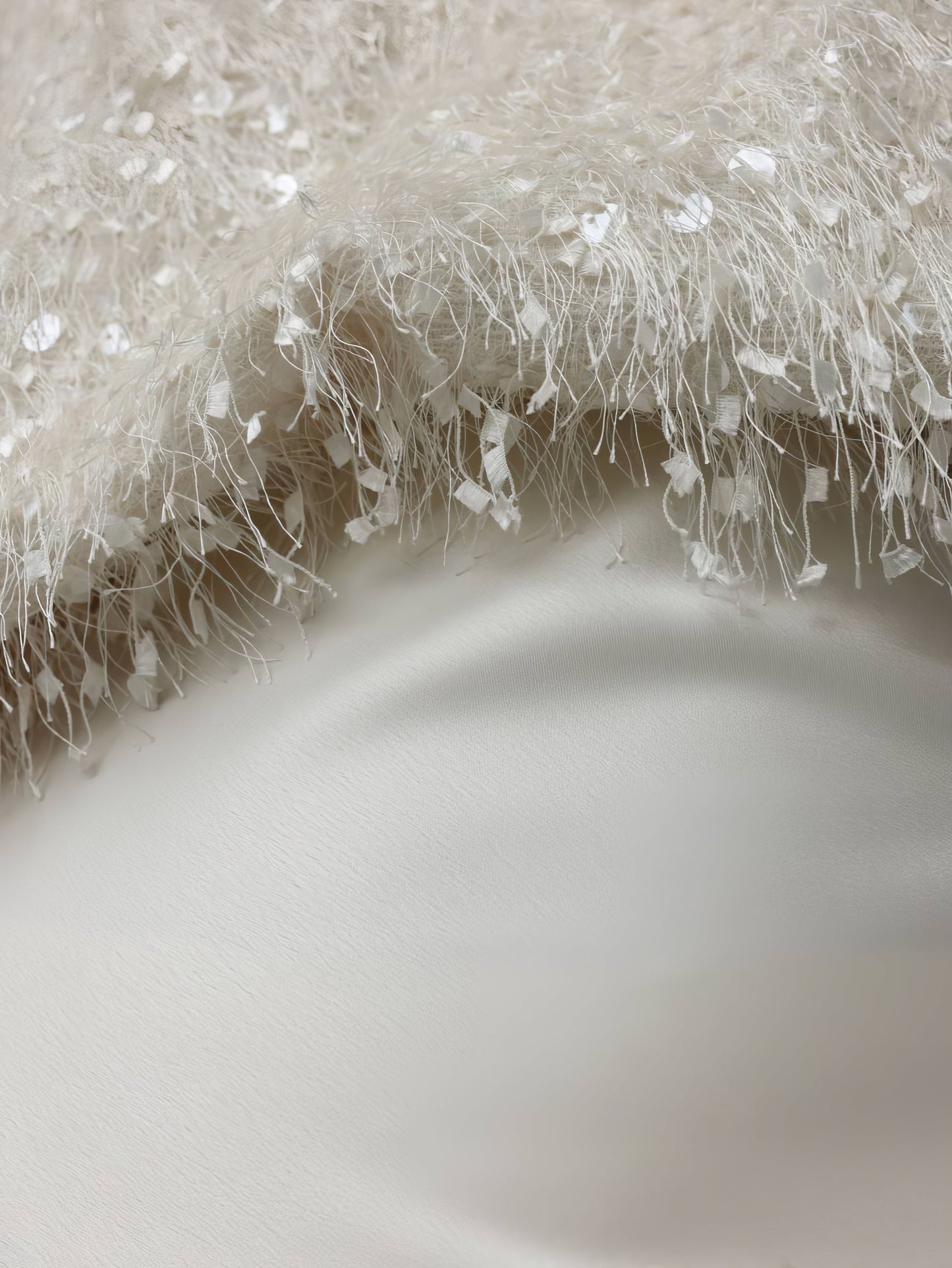 Işıltılı Beyaz Tül Midi Etek