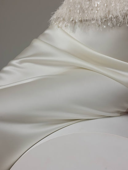 Işıltılı Beyaz Tül Midi Etek