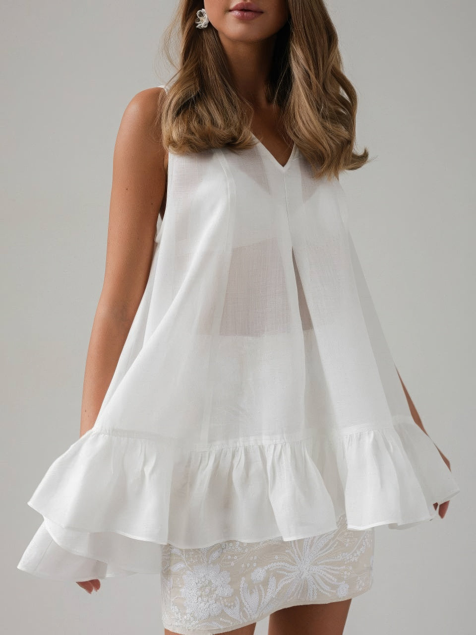 White Orchid Fırfırlı Üst