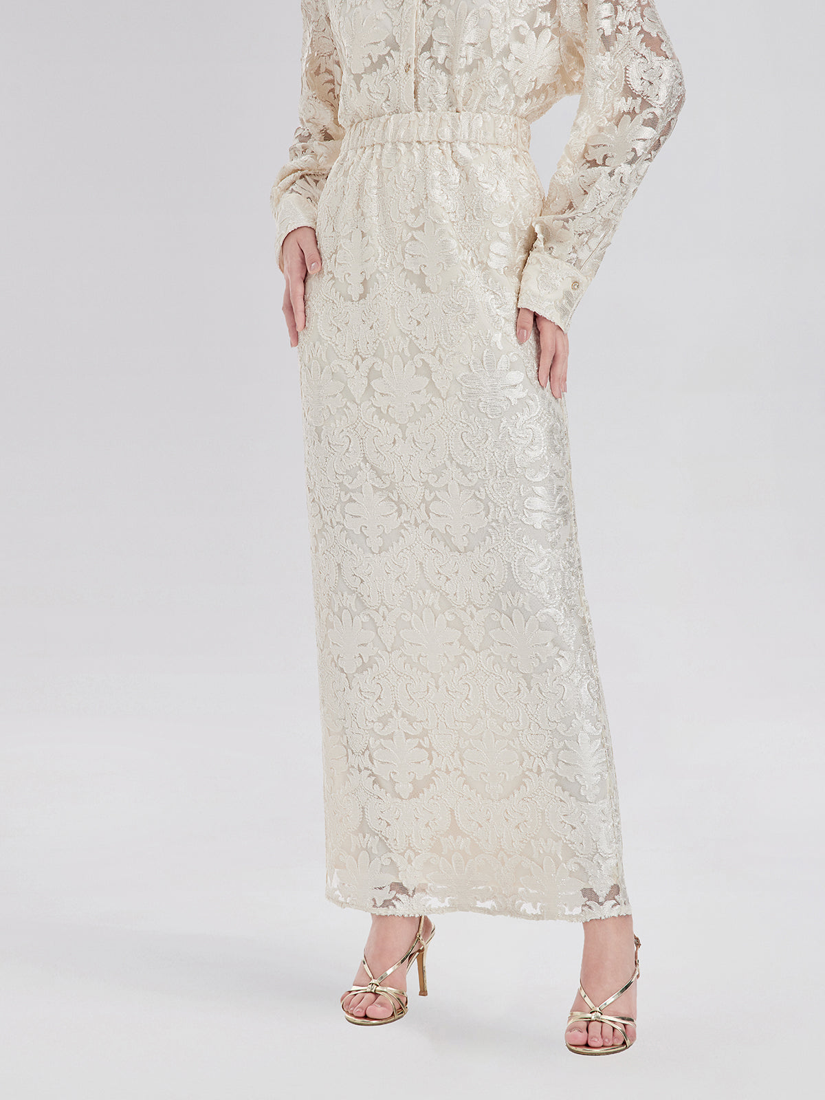 Modern Etnik Yakma Midi Etek