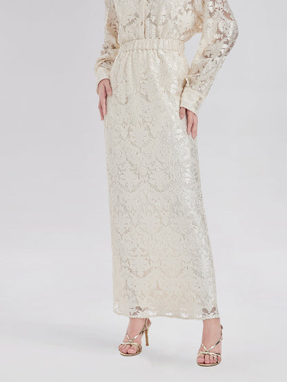 Modern Etnik Yakma Midi Etek