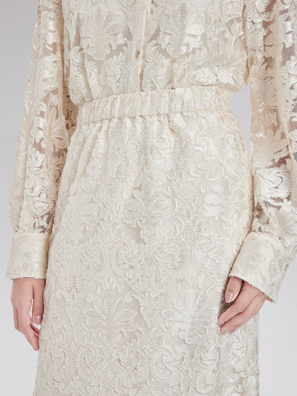 Modern Etnik Yakma Midi Etek