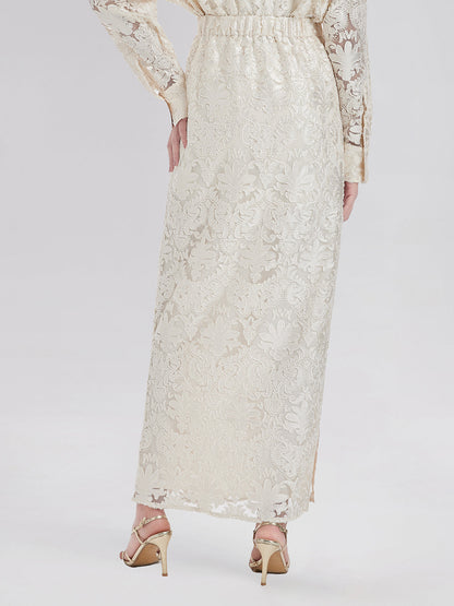 Modern Etnik Yakma Midi Etek