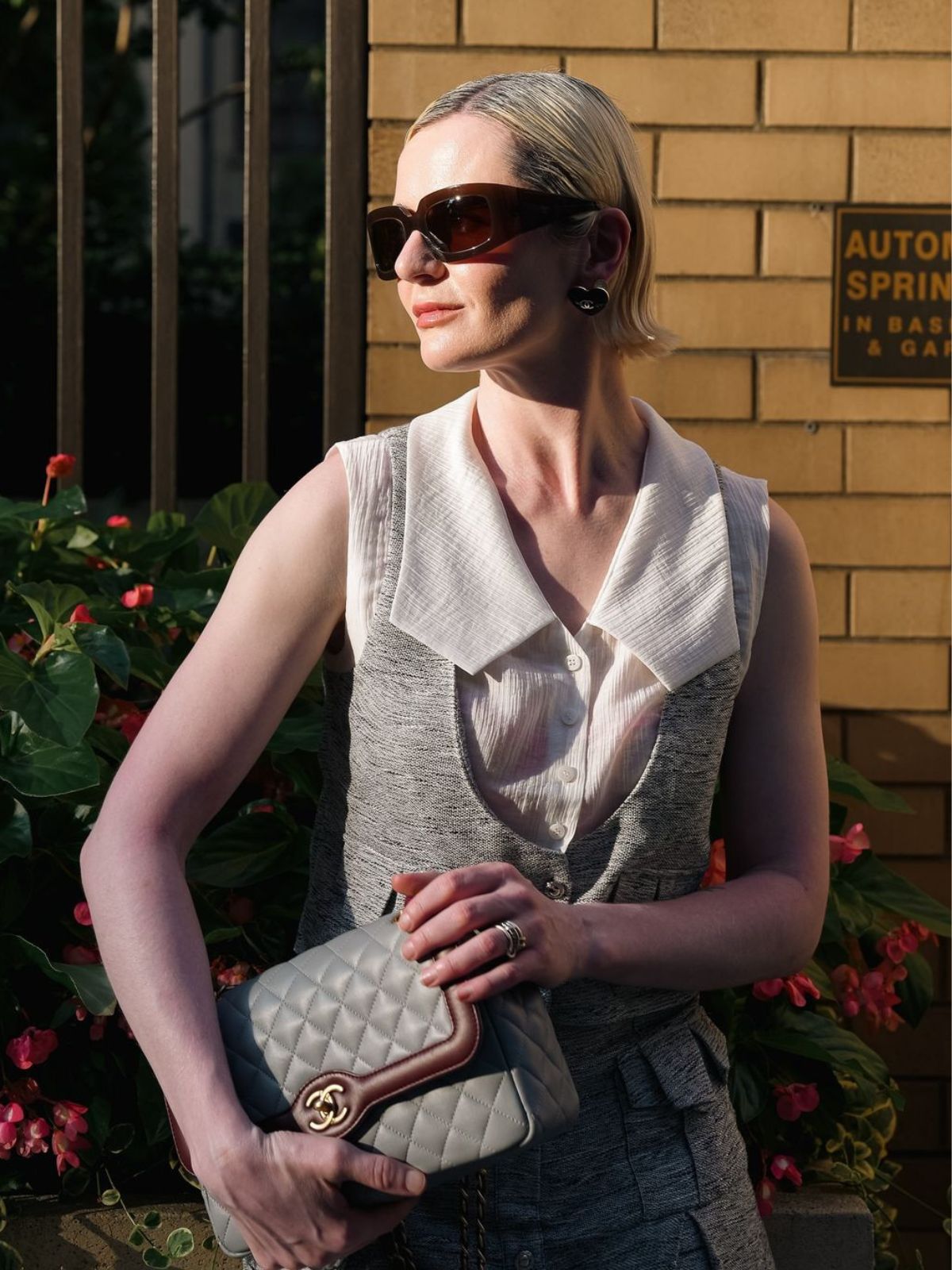 Açık Gri Sanatsal Katmanlı Bluz