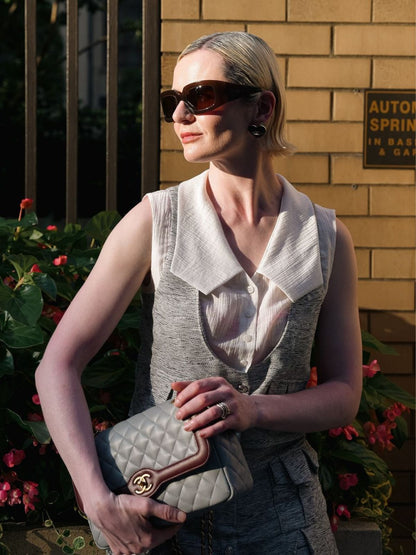 Açık Gri Sanatsal Katmanlı Bluz