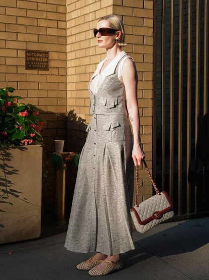 Açık Gri Minimalist Etek