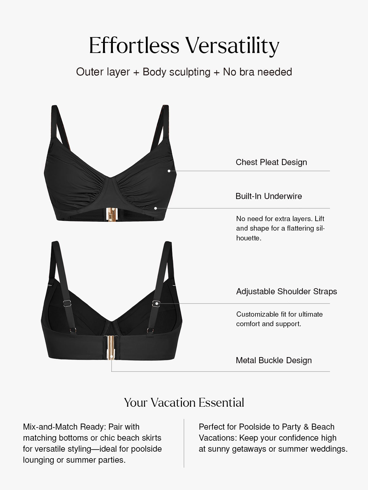 Şekillendirici Buruşuk Balenli Bikini Üstü