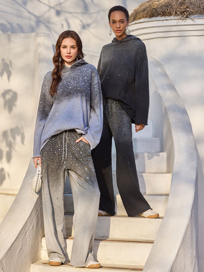 Renk Geçişli Yıldızlı Boncuklu Kapüşonlu Üst