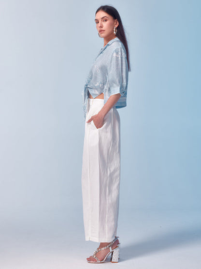 Yüksek Kalite Keten Bol Paça Pantolon