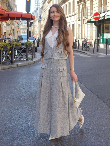 Açık Gri Minimalist Etek