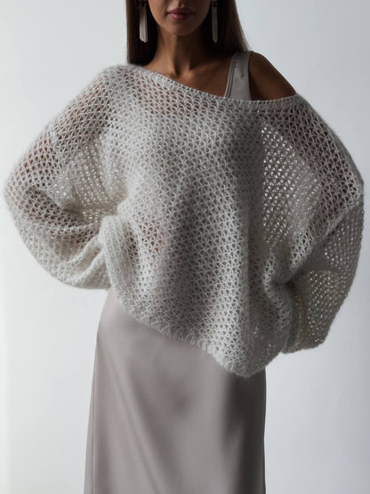 Fildişi Bulut Saten Askılı Elbise