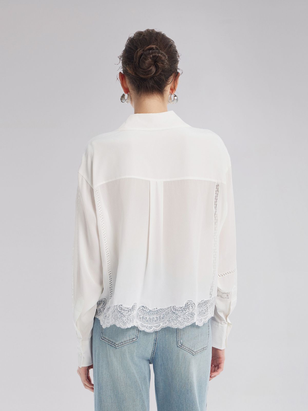 Dantel Tül Parçalı Bluz