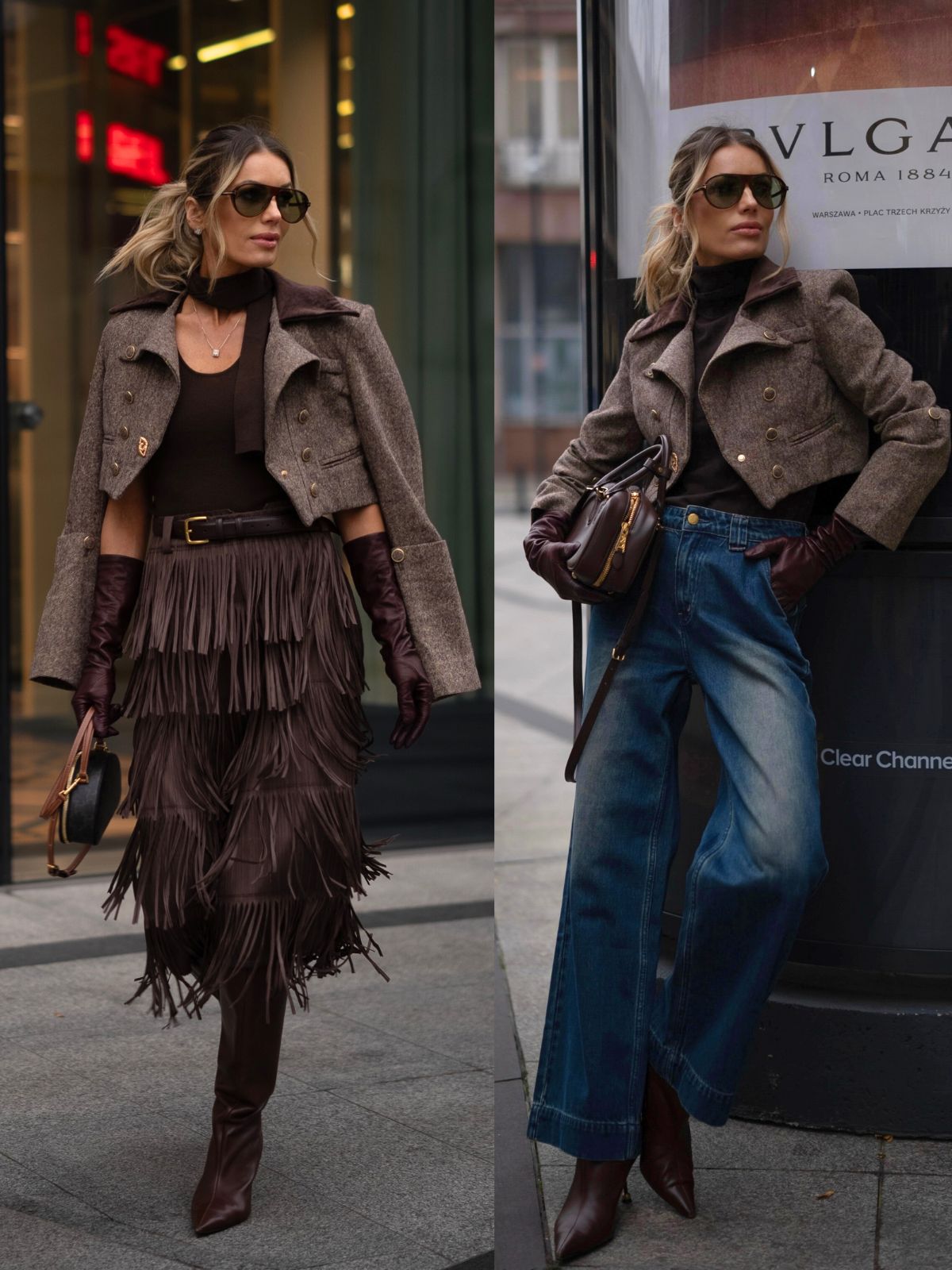 Avustralya Yünü Karışımlı Blok Renkli Kısa Ceket